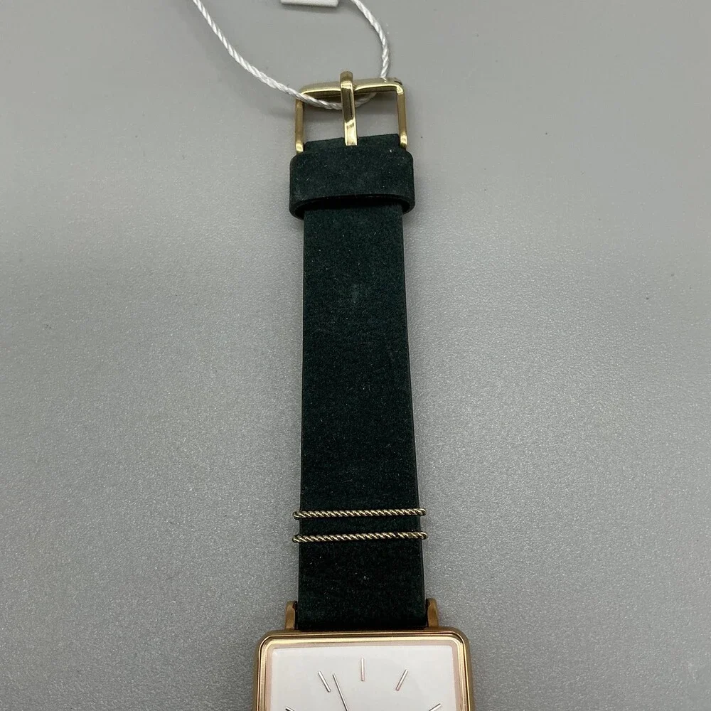 Rosefield Womens Watch 26mm White Dial Rose Gold Green Leather Date Quartz